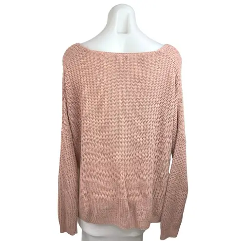 Debut Pink Waffle Knit Drop Shoulder Dolman Oversize Pullover Sweater Top Sz S/M