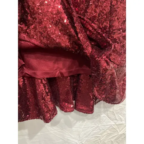 NIKIBIKI Sequin Tank Cocktail Party Ruffle Dress Women’s Small Ruby Wine