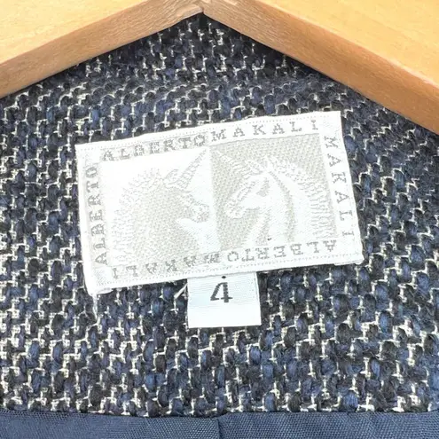 Alberto Makali | Size 4 | Tweed Open Front Floral Ribbon Accents Blazer Jacket