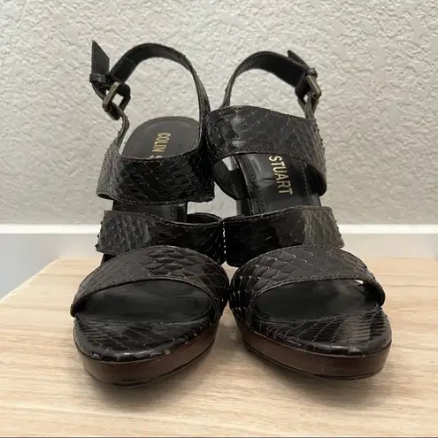 Colin Stuart Brown Snakeskin Strappy Heeled Sandals 5
