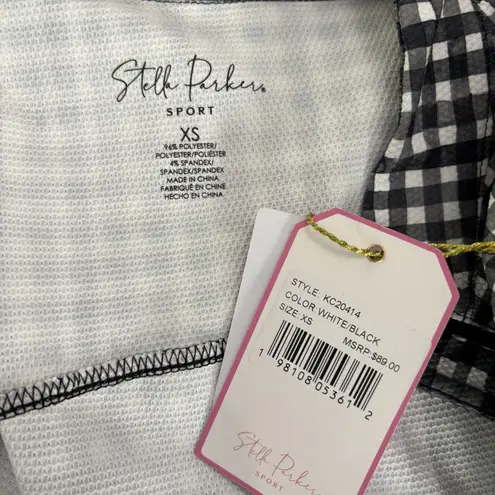 Stella Parker Vest Women XS Black White Gingham Full Zip Stretch Mock Neck UPF