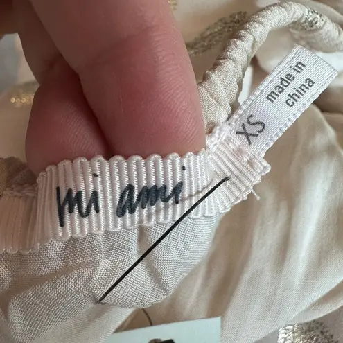 NWT Francesca’s Anett Pink Sparkle Polka Dot Peplum Top XS