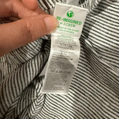 J.Crew Striped linen blend drawstring pant Size 18 casual pull on beach crop White