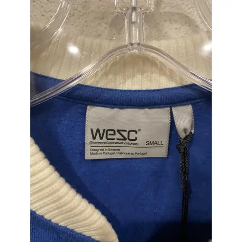 WeSC Virginia Jacket Womens Small Fleece Varsity Bomber Letterman Blue