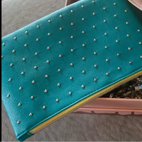 IPSY ‘100th’ Teal Studded Glam Cosmetic Bag Blue