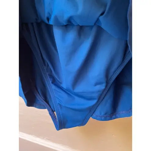 La Blanca Electric Blue strappy gathered shelf bra One Piece Swimd ress Size 14