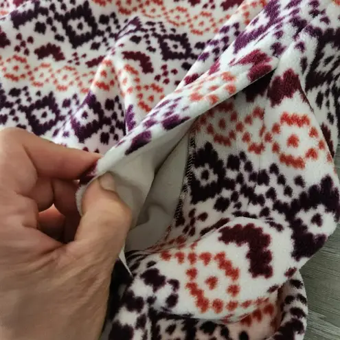 Lands' End Womens Multicolor Fair Isle Fleece Snap Pullover Sweatshirt Size L/P Red