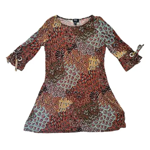 NEW MSK Abstract Print A Line Dress Size PXL Brown