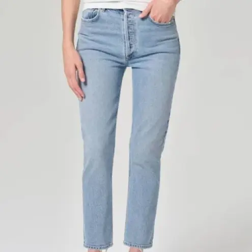 AGOLDE  Riley High Rise Straight Crop Stretch Blue Size 30