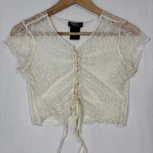 Thorn & Fable Lace Crop Top Juniors S Ethereal Angel Y2K Festival Cochella Club