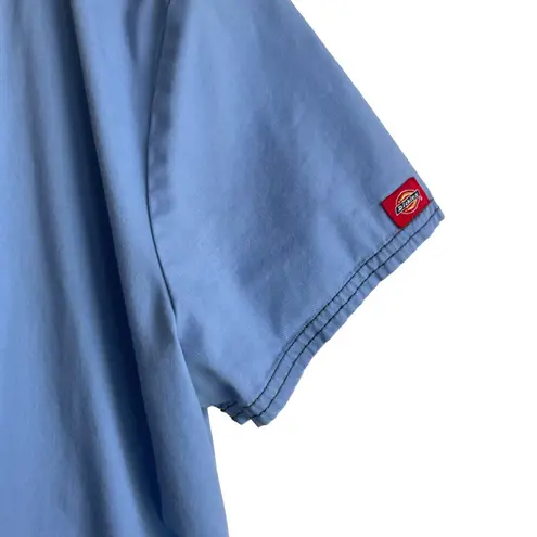 Dickies Women Scrub Top S Blue Short Sleeve Medical Uniform Nurse Office Dental