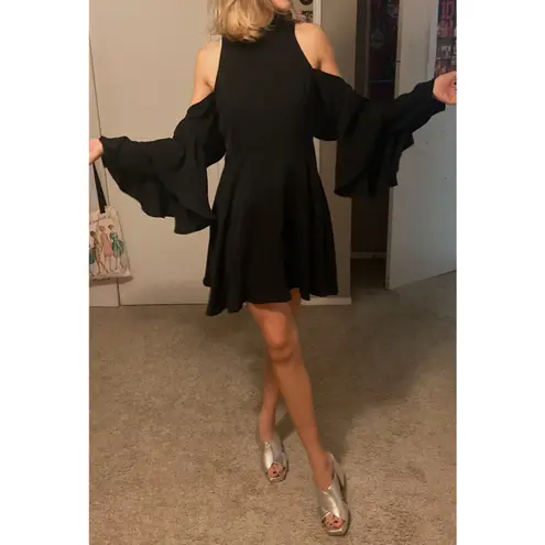 re:named Black Cascade sleeve Dress