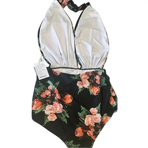 COCOSHIP Plunging Neckline Floral One-Piece Swimsuit by , Size 14, New with Tag