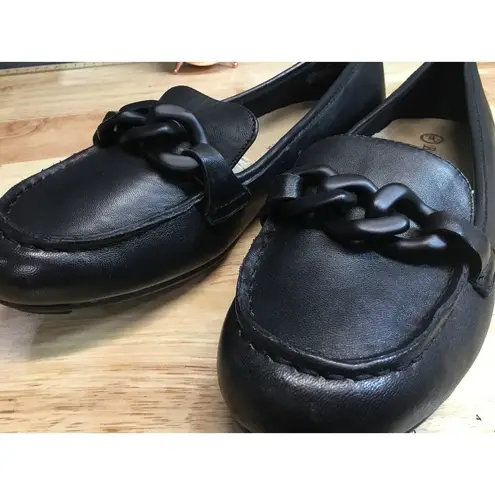 Bella Vita Cullen Women's 9 Black Leather Slip-On Round Toe Ankle Comfort Flats