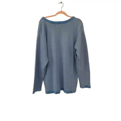 Vintage Halloween Sequin Jack O Lantern Pumpkin Coastal Grandma Sweater Blue Size XL