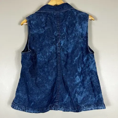 Chico’s Sequin Moto Denim Vest Blue Size M