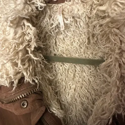 Free People Vintage  Shaggy lined bomber Jacket sz small