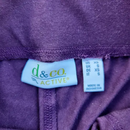 Denim & Co . Active Leggings Size XS Duo Stretch Wide Waistband Deep Purple NWOT