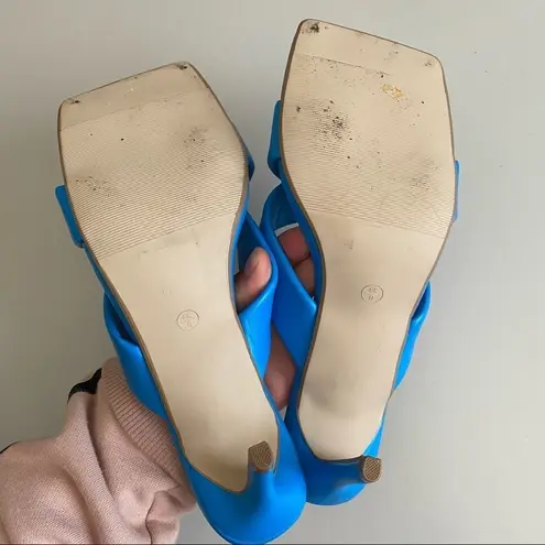 Missguided Square toe heels Blue Open Toe Low‎ US size 8 3.5” heel - Image 6