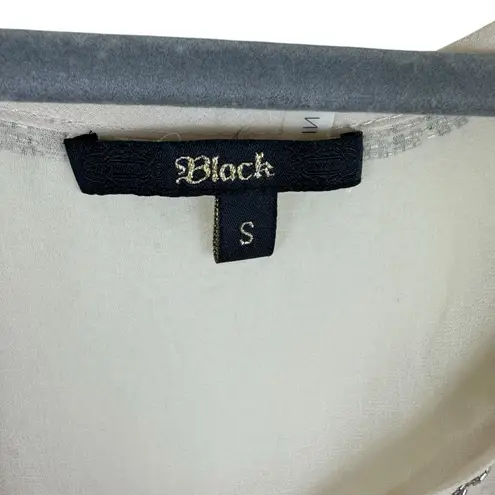 Just Black Cream Beaded Tank Blouse Small