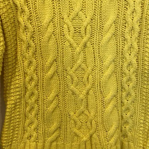 LRL Lauren Jeans Co. Bright Yellow Chunky Cable Knit Turtleneck Sweater Sz Sm