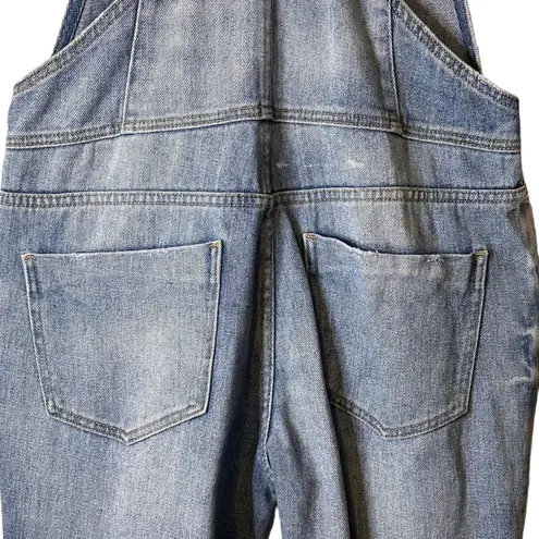 Bullhead Denim Co Bib Overalls Denim Distressed Size Small 100% Cotton Blue