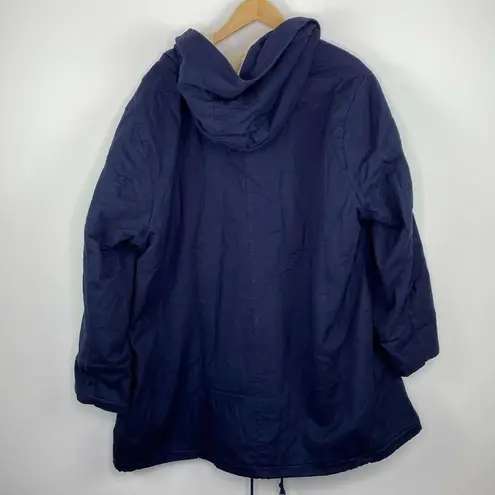 Woman Within  Navy Blue Sherpa Lined Zip Up Jacket Womens Size 28 Wide