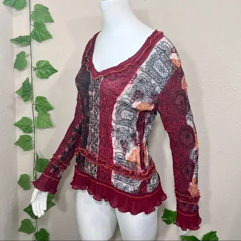 Alberto Makali Multi-print Floral Ruffle Blouse