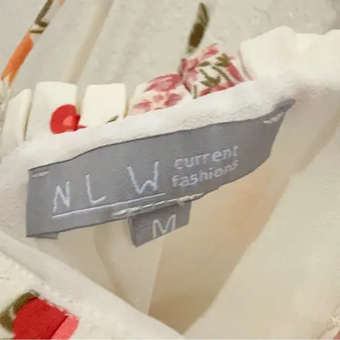 NLW Fruit Print Tank Top Blouse with Tie in Cream Size M NWOT