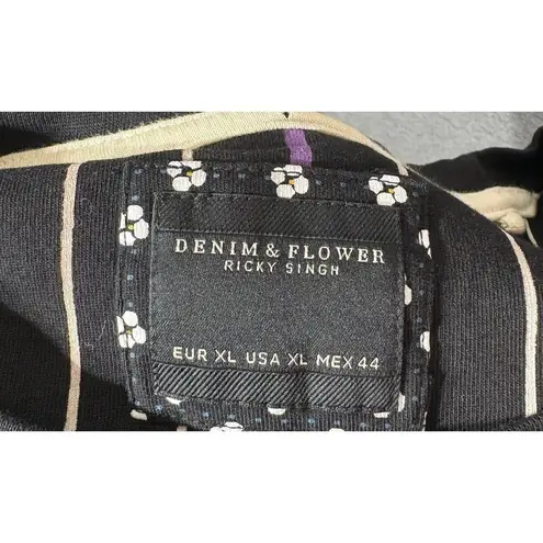 Denim & Flower Ricky Singh | Women's Striped Short Sleeve Shirt | XL