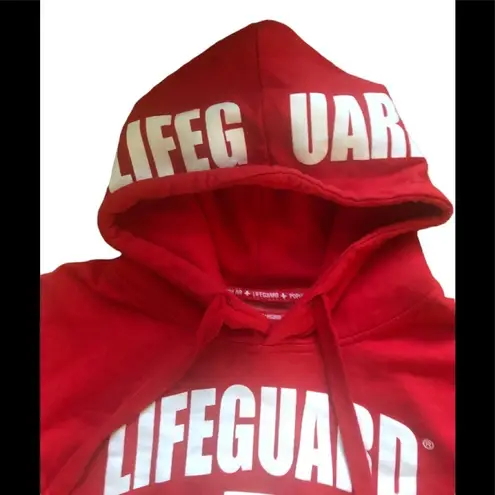 Lifeguard Licensed Cropped  LS Graphic Logo Red Hoodie Sweatshirt S SEXY Cover Up