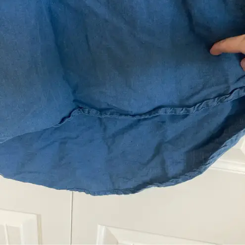 Dr. Flax Womens Blouse S/M Linen Blue Pockets Hooded Lagenlook Size M