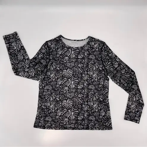 32 Degrees Heat 32 Degrees Top Women UPF 50+ Long Sleeve Sun Tee Black Palm Leaves Size Medium