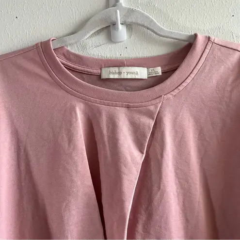 Bishop and Young Sweatshirt Blush Pink Cozy Front-Knot Crewneck Long-Sleeve XL EUC