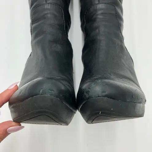 Nine West  Black Leather Heeled Boots with Gold Hardware Size 10