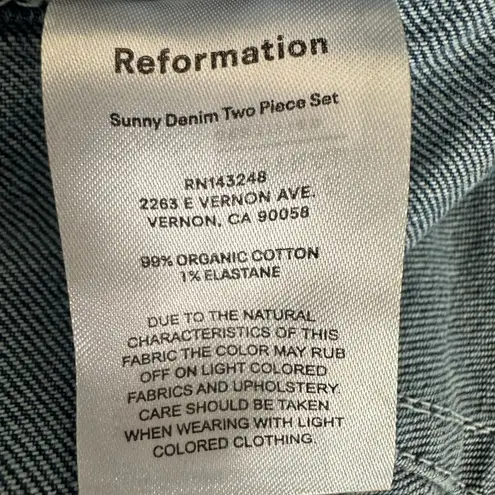 Reformation  Sunny Denim jeans Two piece Set cascade size 10