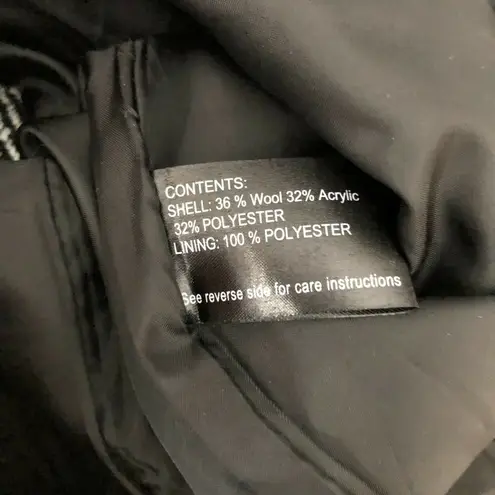 Giacca Womens Coat Herringbone Wool Blend Button Front Pockets Black White M Size M