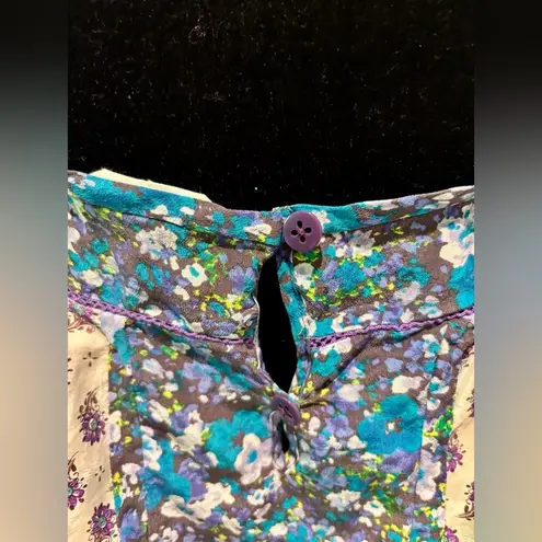 Rebecca Taylor Boho Silk Purple Floral Crochet Detail Sleeveless Tank Top 2