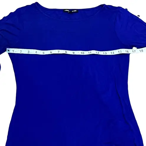 Cable & Gauge Royal Blue Button Sleeve Top M | Soft Stretch Knit