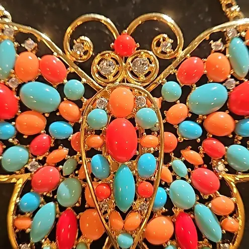💕KENNETH JAY LANE💕 Coral Turquoise Butterfly Necklace NWOT Blue