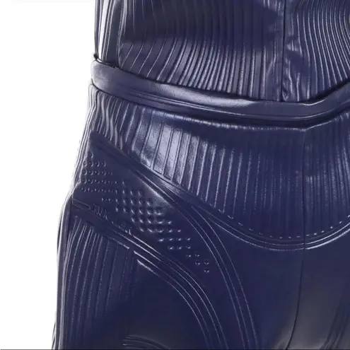 Mugler Bodysuit + Midi Leggings US 12 Two Piece Logo Embossed Luxury Celebrity Blue