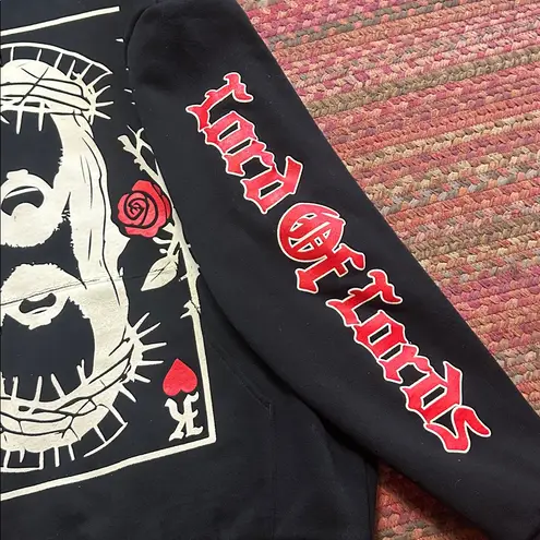 NWT IMPACT CLOTHING JESUS KING OF HEARTS STREETWEAR HOODIE Black Size M