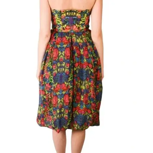 Anna Sui Kaleidoscope Fitted Strapless Bubble Dress Multicolor Size 10