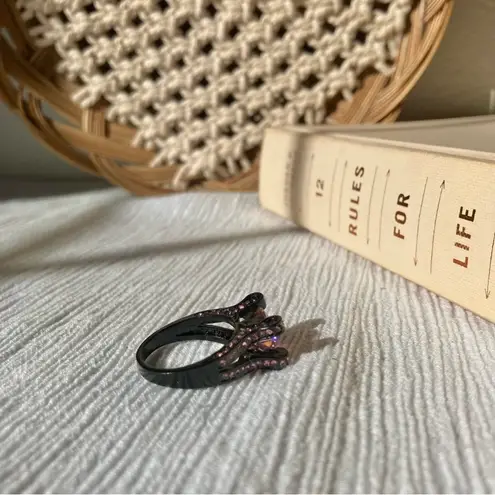 Pink & Black Glam Ring Vintage “Nevaeh” Sparkly Girly Feminine Statement Jewelry