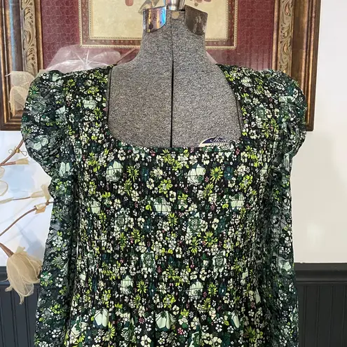 Scotch & Soda Maison Floral Print Lace Smocked Cottage Core Midi Dress - S 💛🎀