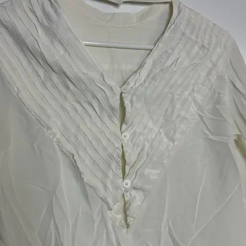 J Brand  Chrystal Pleated Silk Cream Off White Blouse Size Small