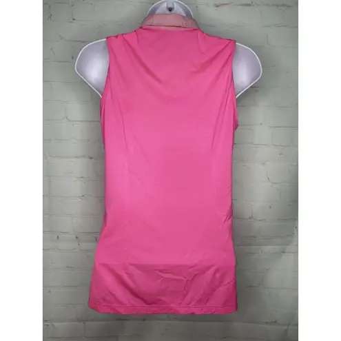 Lady Hagen Women's Golf Sleeveless Button Down Polo Shirt Pink Size S