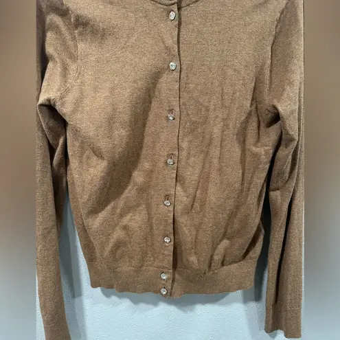 J.Crew  Cotton Brown Sweater with Rhinestone buttons