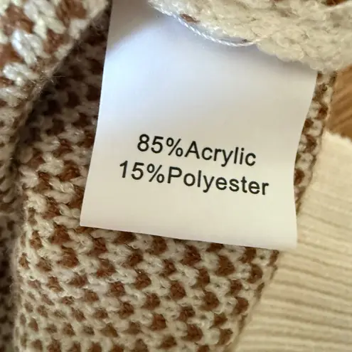 MISS SPARKLING Knit Happy face sweater tankTank Top Tie Shoulder Brown Cream White Size M