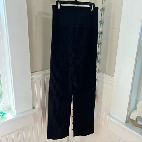 MM.LaFleur Black Ribbed Wide Leg Knit Pants XL Dress Pants but Comfy